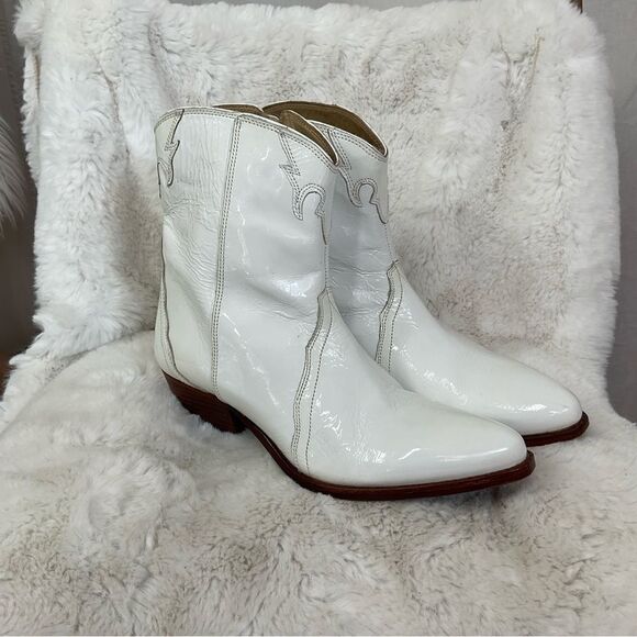 NEW Free People White Frontier Patent Leather Western Boots 9 EUR 39.5 - Picture 6 of 13